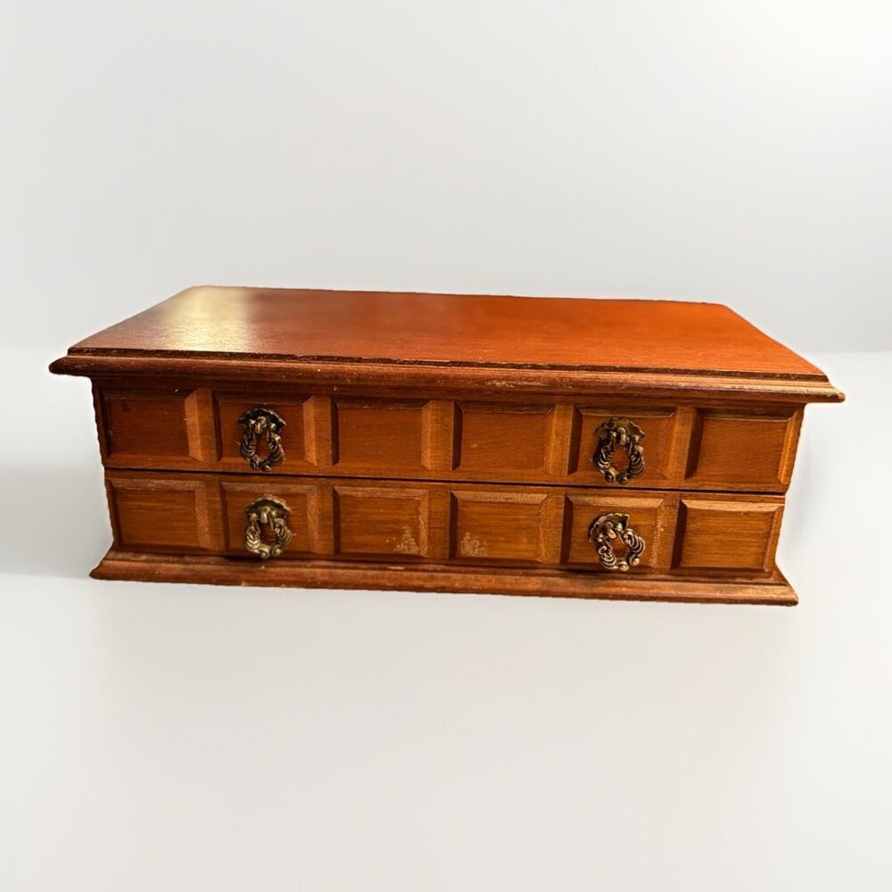 Wood Jewelry Box Ring Box Velvet Lined with Drawer